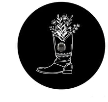 Cowboy Boot With Flowers Spare Tire Cover