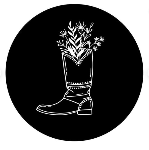 Cowboy Boot With Flowers Spare Tire Cover