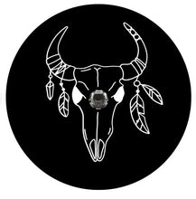 Cow Skull With Feathers Spare Tire Cover