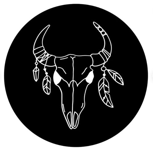 Cow Skull With Feathers Spare Tire Cover