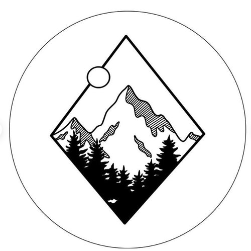 Diamond Mountain High In The Tree Tops White Spare Tire Cover