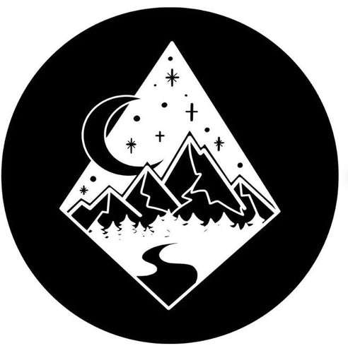 Diamond Mountain Moon & Stars White Spare Tire Cover