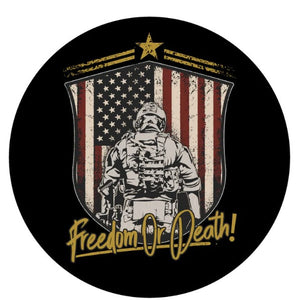 Freedom Or Death Soldier + American Flag Spare Tire Cover