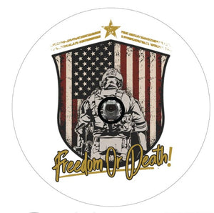 Freedom Or Death Soldier + American Flag White Spare Tire Cover