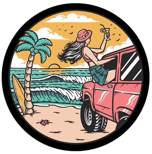 Girl On A Beach Spare Tire Cover