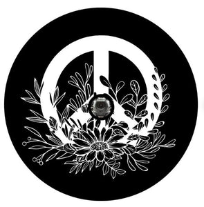 Hippie Peace Sign With Flowers Spare Tire Cover