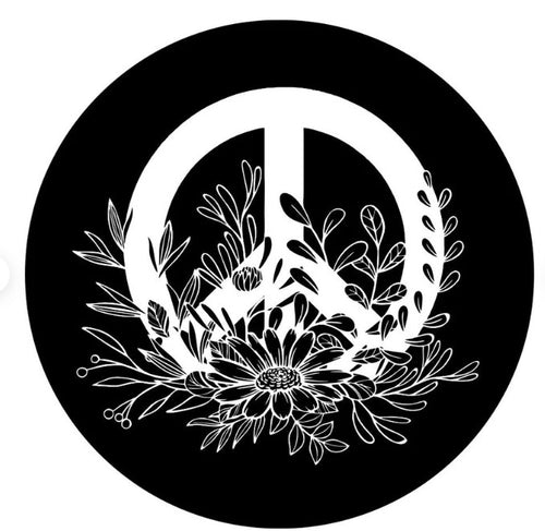 Hippie Peace Sign With Flowers Spare Tire Cover