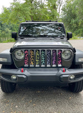 Platinum Rainbow Cheetah Print Jeep Grille Insert