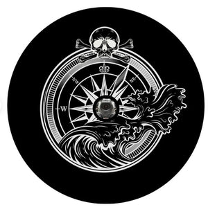 Jolly Roger Compass Skull With A Wave Spare Tire Cover