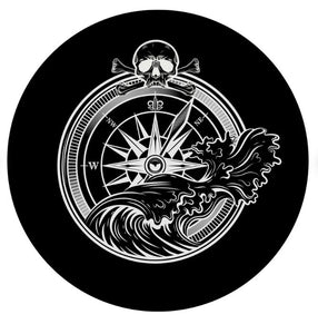 Jolly Roger Compass Skull With A Wave Spare Tire Cover