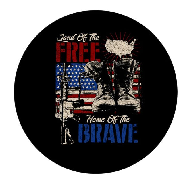 Land Of The Free Home Of The Brave Military Honor Spare Tire Cover