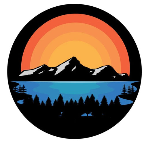 Landscape Mountain Sun Lake Spare Tire Cover