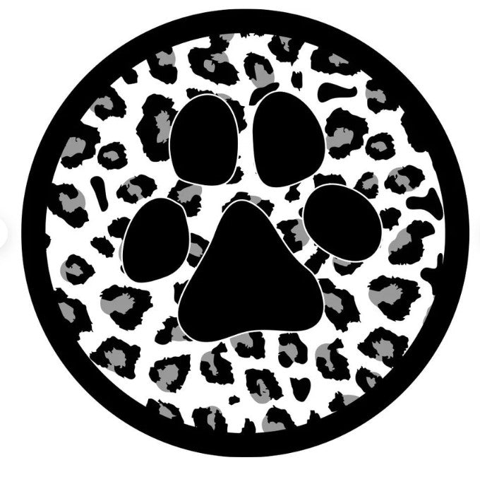 Leopard Print Paw Print Spare Tire Cover