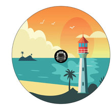 Lighthouse At Sunset Spare Tire Cover
