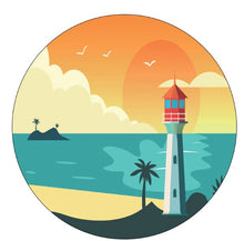 Lighthouse At Sunset Spare Tire Cover