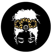 Messy Bun Girl With Sunflower (Any Color) Spare Tire Cover