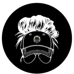 Messy Bun In Baseball Cap With Sunglasses (Any Color) Spare Tire Cover