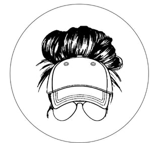 Messy Bun In Baseball Cap With Sunglasses White (Any Color) Spare Tire Cover