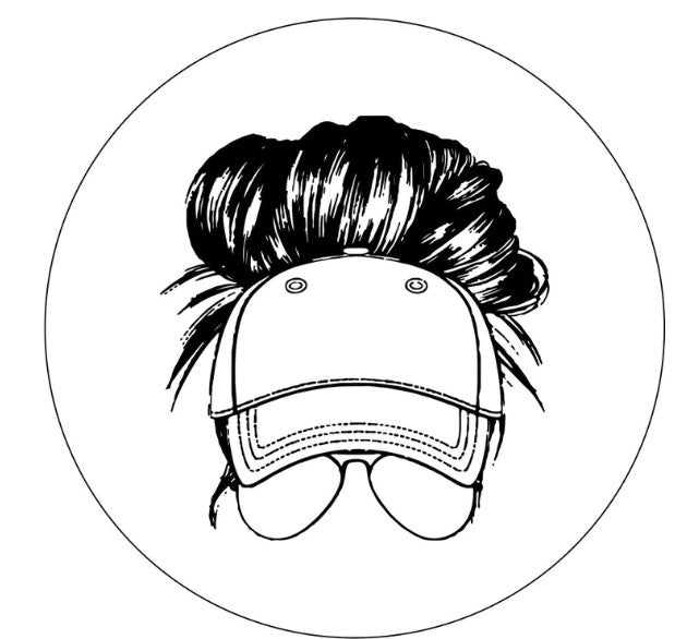 Messy Bun In Baseball Cap With Sunglasses White (Any Color) Spare Tire Cover