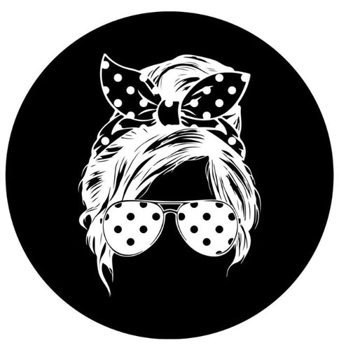 Messy Bun Polka Dot Sunglasses (Any Color) Spare Tire Cover