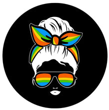Messy Bun Rainbow Bandana & Sunglasses (Any Color) Spare Tire Cover