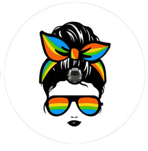 Messy Bun Rainbow Bandana & Sunglasses White (Any Color) Spare Tire Cover
