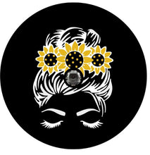 Messy Bun Sunflower (Any Color) Spare Tire Cover