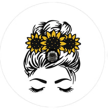 Messy Bun Sunflower White (Any Color) Spare Tire Cover