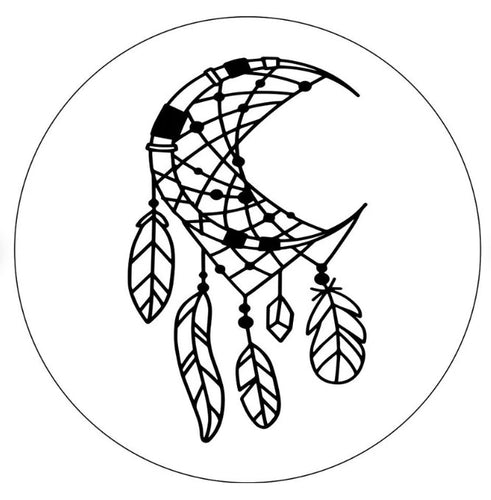 Moon Dream Catcher With Feathers White Spare Tire Cover