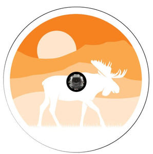 Moose & Mountain Silhouette White Spare Tire Cover
