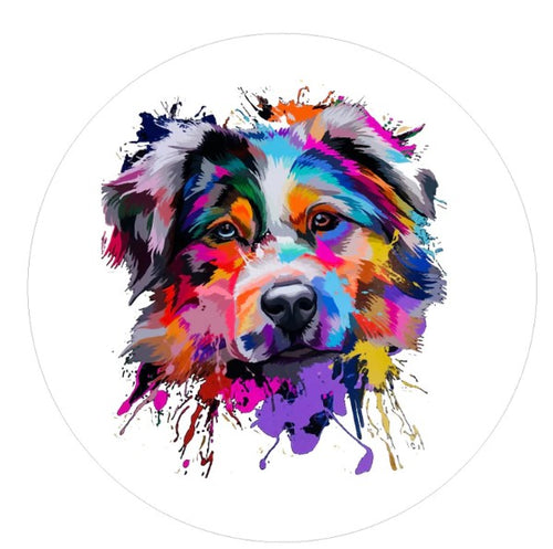 Mosaic Australian Shepherd Dog White Spare Tire Cover