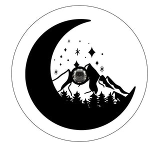 Mountain Inside The Crescent Moon White (Any Color) Spare Tire Cover