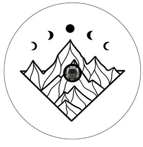 Mountains With Moon Phases White Spare Tire Cover