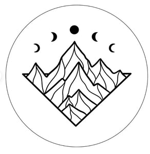 Mountains With Moon Phases White Spare Tire Cover