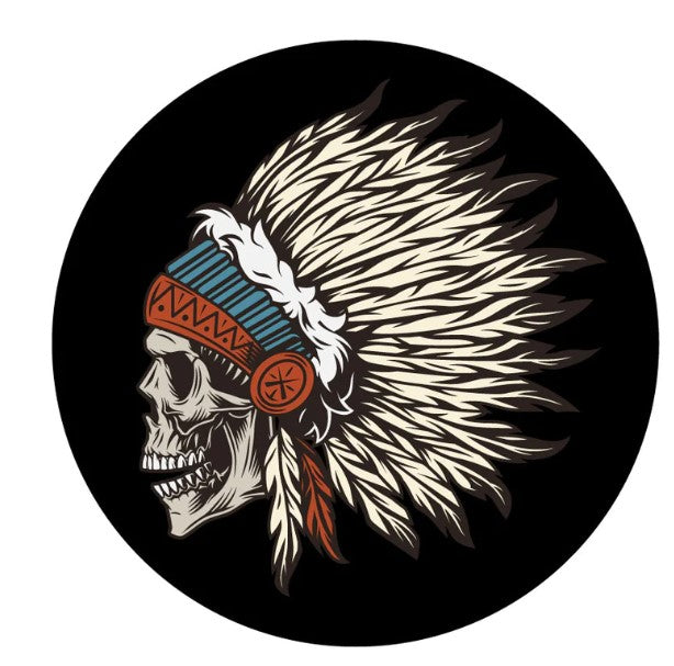Native American Warrior Chief Skull Spare Tire Cover