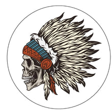 Native American Warrior Chief Skull White Spare Tire Cover