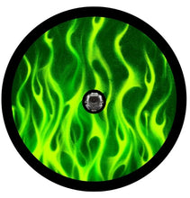 Neon Green Fire Flames Spare Tire Cover