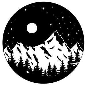 Night Sky In The Mountains With Pine (Any Color) Trees Spare Tire Cover