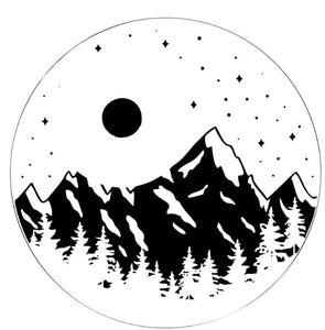 Night Sky In The Mountains With Pine Trees White (Any Color) Spare Tire Cover