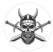 Nordic Viking Warrior Skull & Swords White Spare Tire Cover