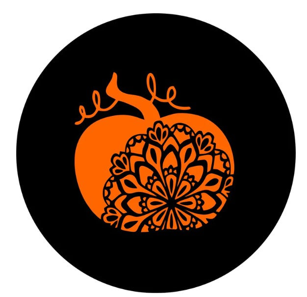 Orange Pumpkin & Mandala Spare Tire Cover
