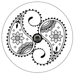 Paisley Bandana Flower Mandala White Spare Tire Cover
