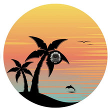 Palm Tree With Dolphin Sunset Spare Tire Cover