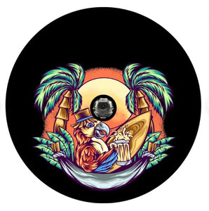 Parrot In A Hammock At Sunset Spare Tire Cover