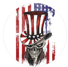 Patriot Skull American Flag White Spare Tire Cover