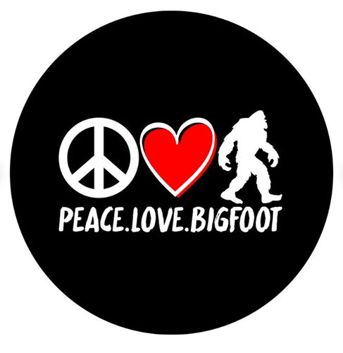 Peace Love Bigfoot Spare Tire Cover