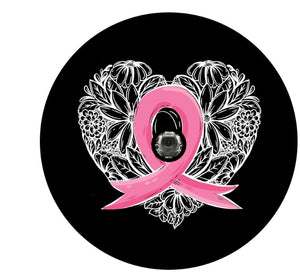 Pink Ribbon Cancer Heart Spare Tire Cover