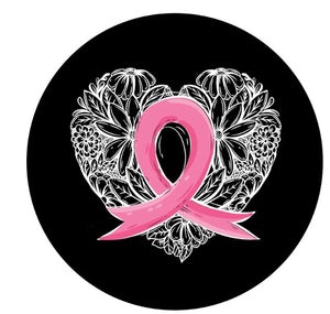 Pink Ribbon Cancer Heart Spare Tire Cover