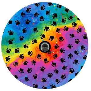 Rainbow Dog Paw Prints Spare Tire Cover