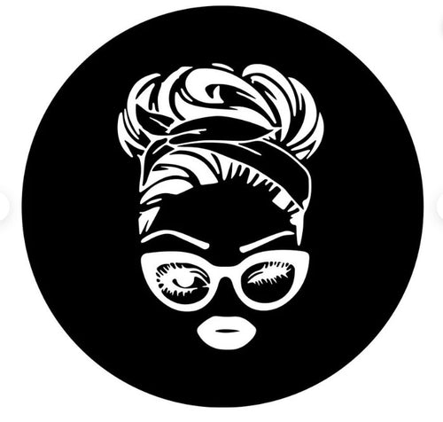 Retro 50's Messy Bun With Glasses Spare Tire Cover